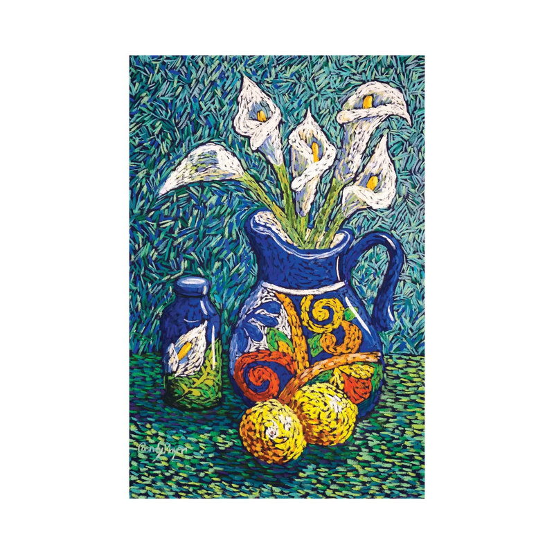 Talavera et lis, H 12 po x l 8 po x P 0,75 po, Toile tendue