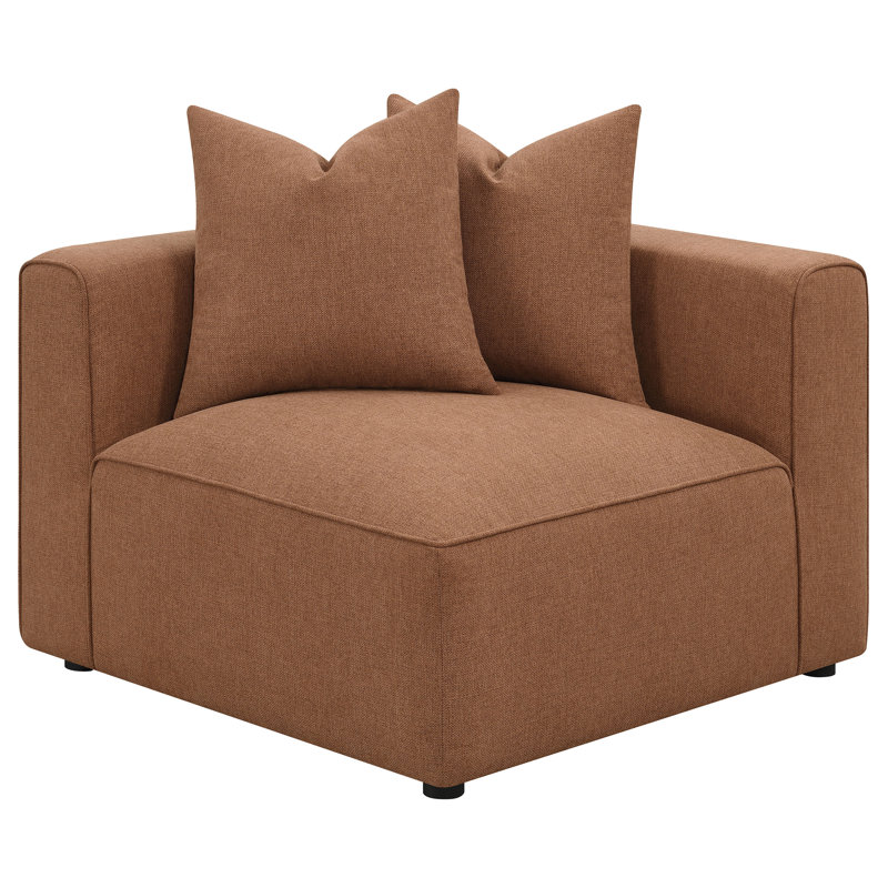 Fauteuil d'angle rembourré Amandine, Tissu terre cuite