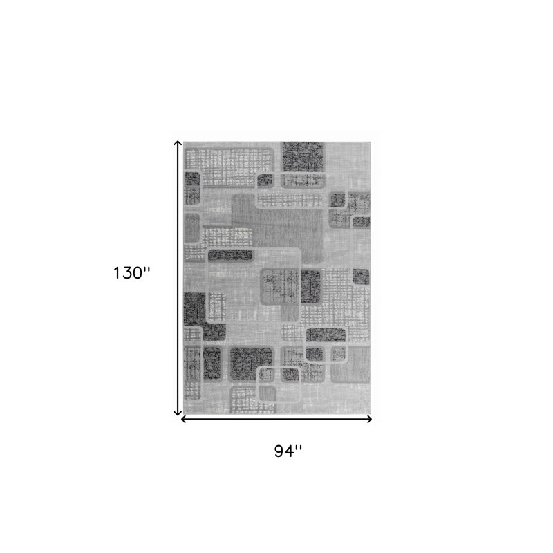 Tapis gris à motif géométrique 8 pi x 11 pi