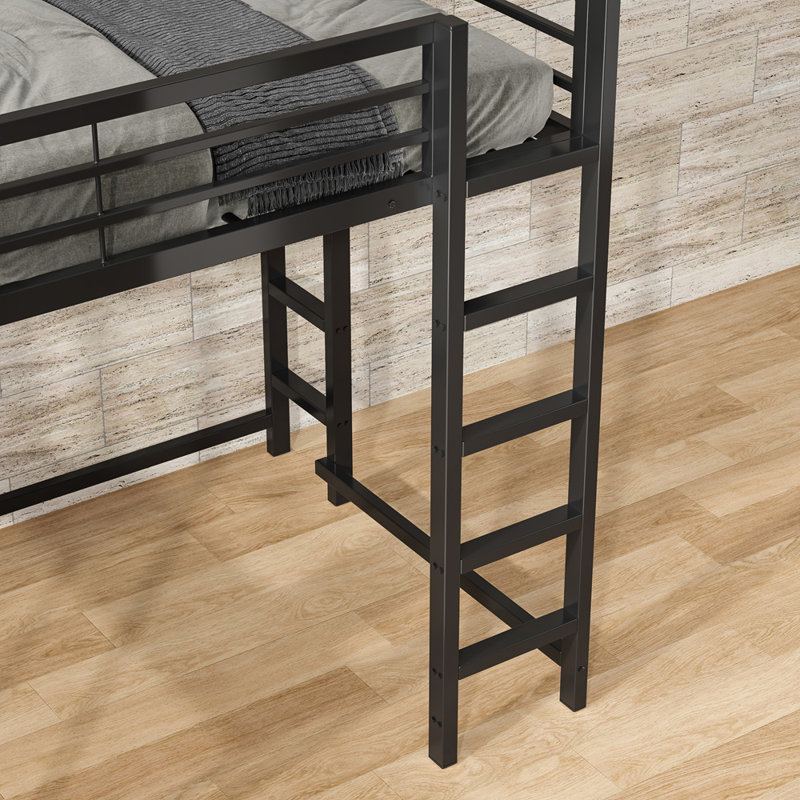 Lit mezzanine avec bureau, lit mezzanine double en métal, cadre de lit mezzanine double avec bureau et rangement compatible avec les adolescents