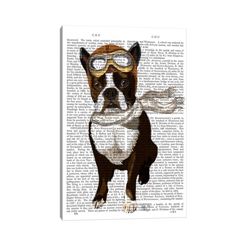Boston Terrier Flying Ace by Fab Funky - Wrapped Canvas Print, 20.32 cm H x 30.48 cm W