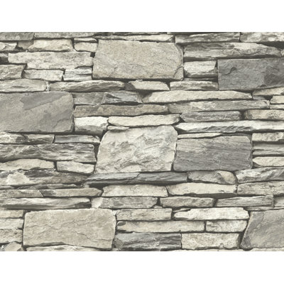 Seabrook Designs Greige Faux Layered Stone Unpasted Wallpaper