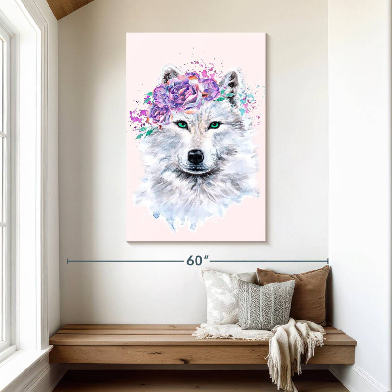 Brampt Floral Wolf, 48" H x 32" W