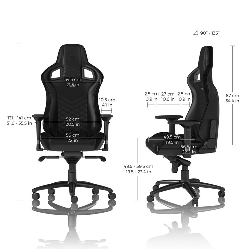 Noblechairs Adjustable Reclining Ergonomic Swiveling PC & Racing Game Chair in Black