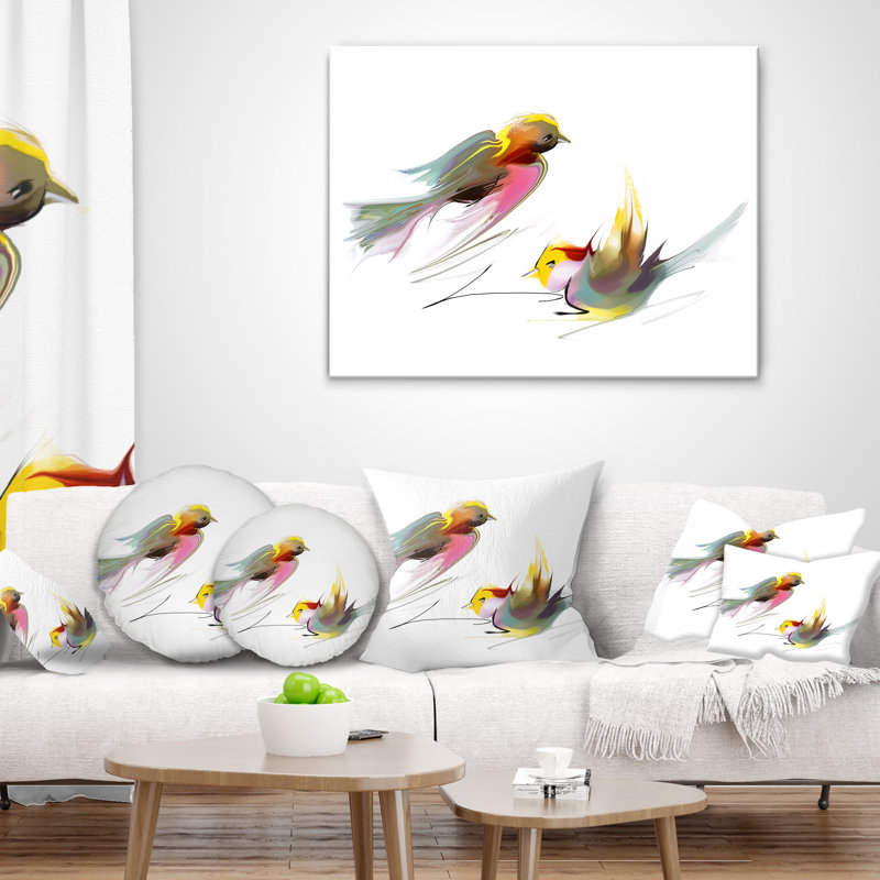 Oiseaux volants - Coussin imprimé animal, 16 po x 1 po, Coussin décoratif