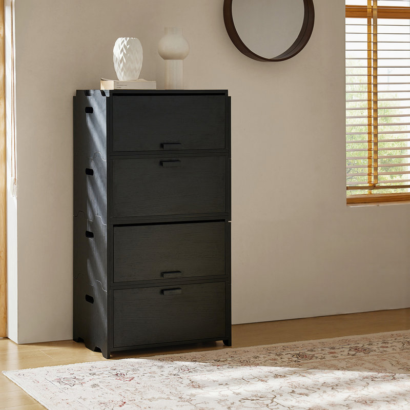 Ensemble de 2 tables de chevet 2 tiroirs Guilherme, Noir