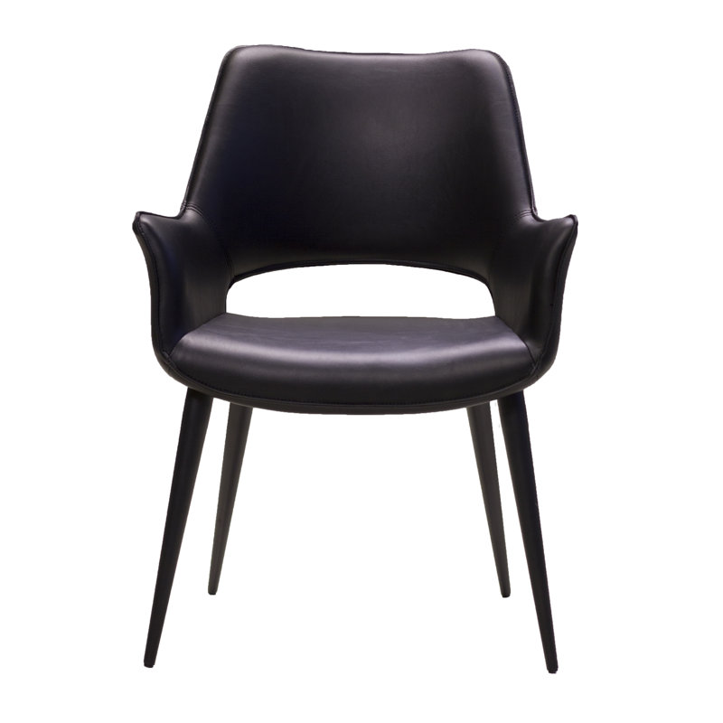 Chaise avec accoudoirs à garniture piquée, Noir