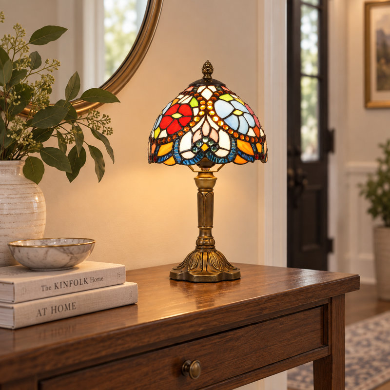 Vintage Tiffany Stained Glass Table Lamp (Bulb Include)