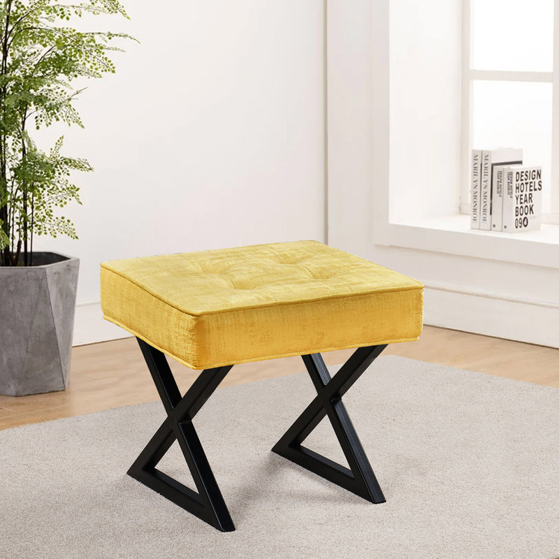 Kadra Upholstered Ottoman, Sulphur 