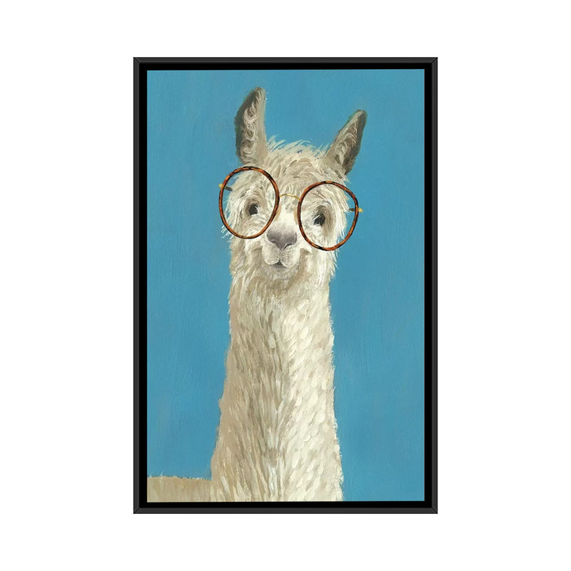 «Llama Specs III», art sur toile, H 26 po x l 18 po x P 1,5 po, Toile encadrée noire, Pas de tapis