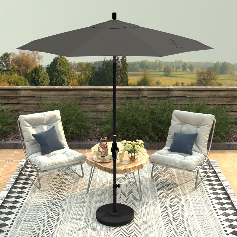 Parasol de marché 90 po Sunbrella, Toile gris anthracite Sunbrella®, Matted Black