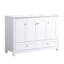 Meuble-lavabo blanc 48 po avec lavabo en céramique - Armoire de rangement abondante 4 portes à fermeture douce et 2 tiroirs en bois massif et lavabo élégant pour un nettoyage facile Fonction de fermeture en douceur silencieuse