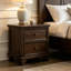 Table de chevet 2 tiroirs Classic pour chambre à coucher, 26,63 pouces de hauteur, finition brun foncé, bois massif et placage de bouleau