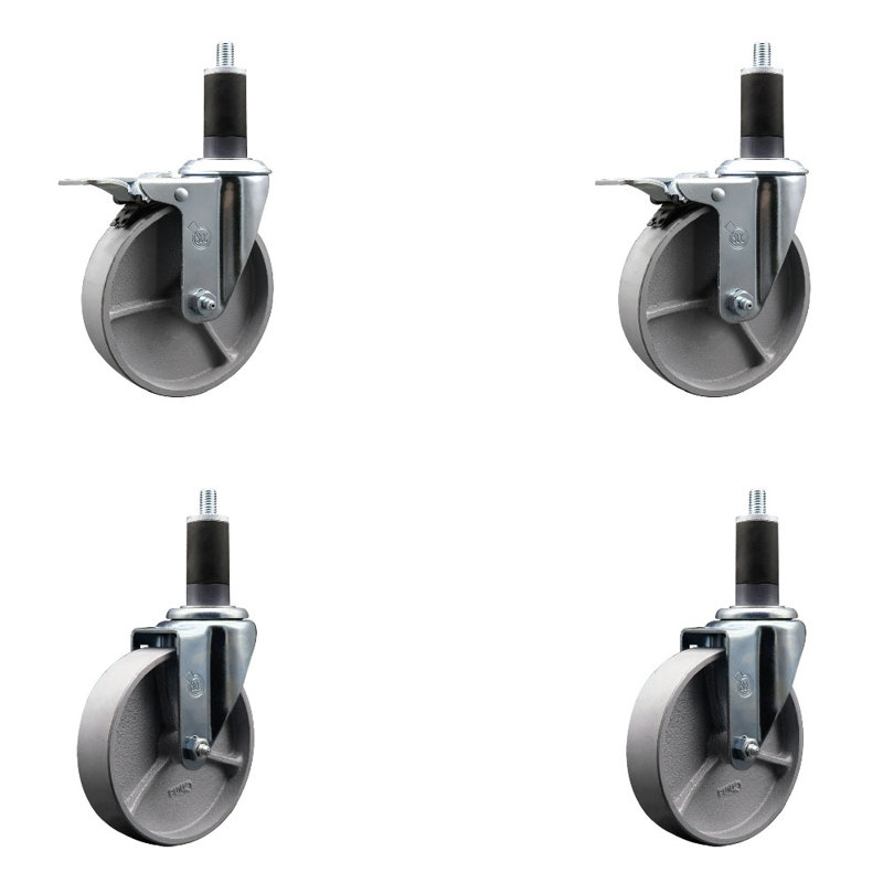Ensemble de roulettes extensibles pivotantes de 5 po en acier inoxydable 1-1 / 4 po