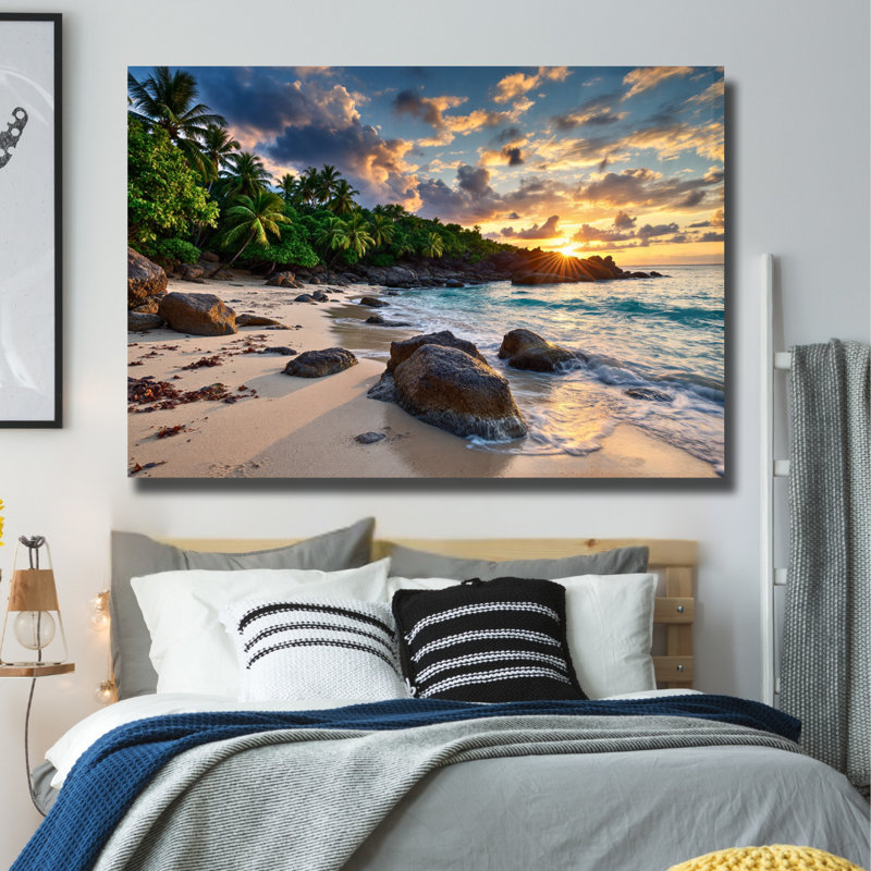 Décoration murale en verre trempé Island Beach Sunset, H 8 po x l 12 po