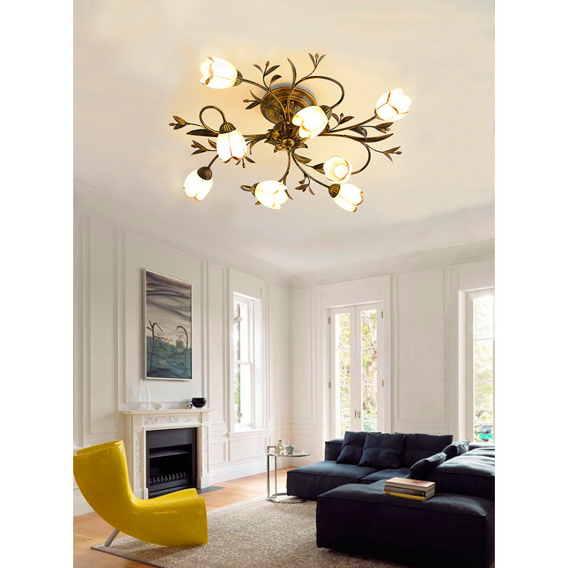Plafonnier semi-encastré 8 lumières 31,5 po
