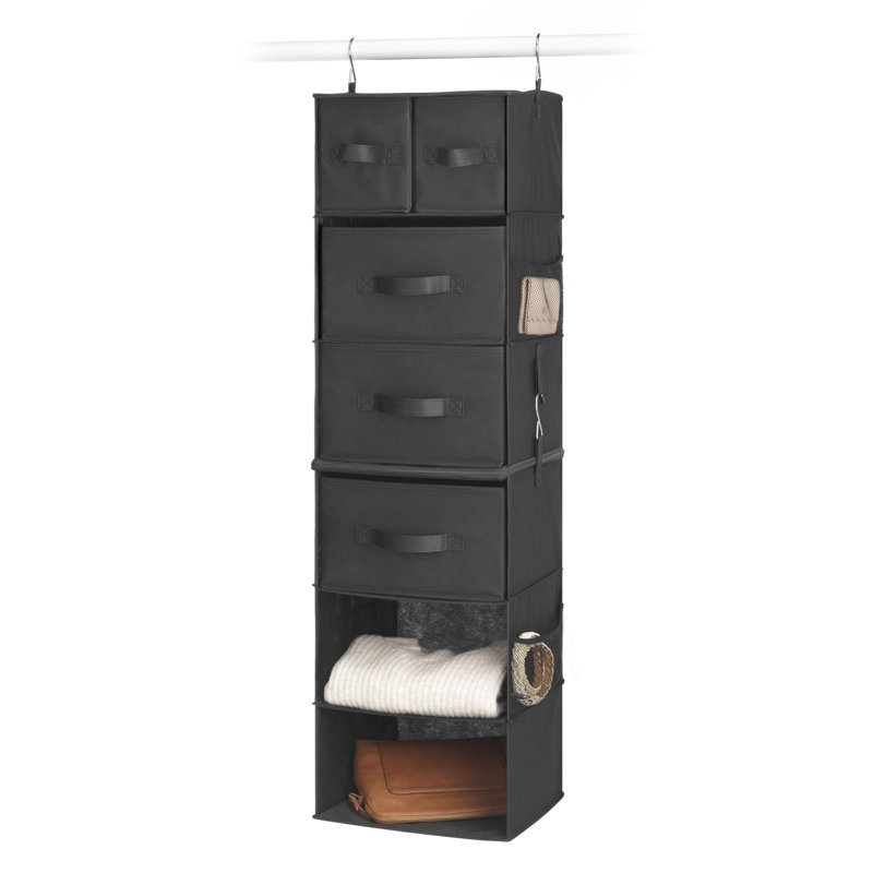 Rangement suspendu multifonctionnel avec tiroirs - 5 sections, Noir