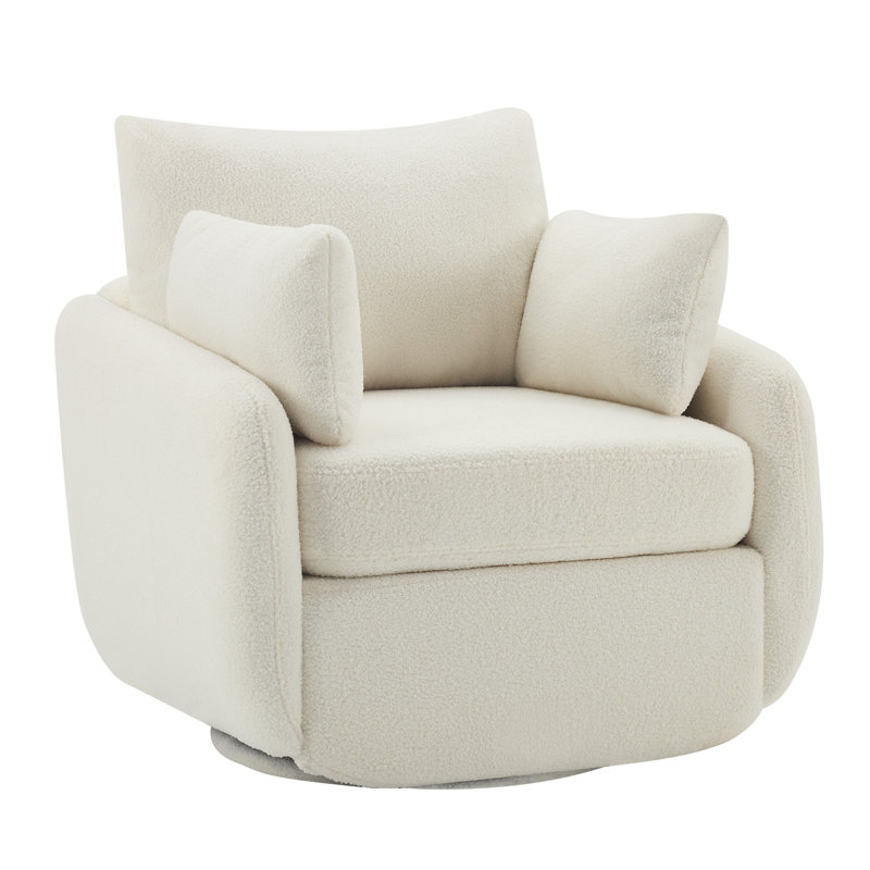 Chaise d'appoint moderne pivotante à 360 ° avec revêtement Sherpa Boucle, Sherpa beige