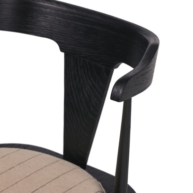 Garth Solid Wood Bar Stool, Sandy Oak, Lavon Flint/Linen Blend, Bar Stool (29.94" Seat Height)