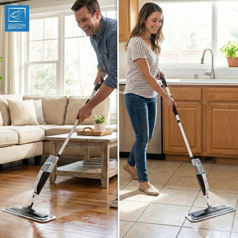 Spray Mop with Washable Pads Floor Mop with Spray Swivel Head Wet and Dry Free Scraper