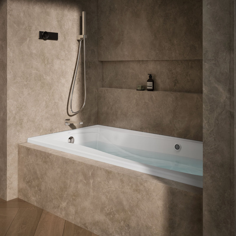Mariposa 72" x 36" Air Acrylic Bathtub, White, Left