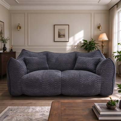Canapé à fauteuil à 2 places compressé, canapé rembourré de mousse avec accoudoirs et coussins, fauteuil de salon en mousse à mémoire de forme sans assemblage