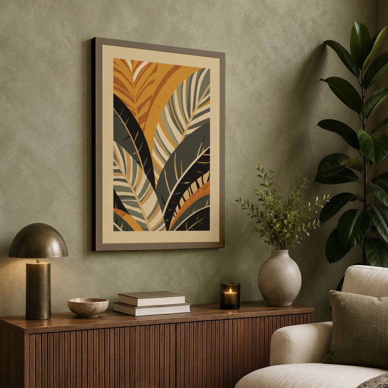Tropical Fronds Composition Botanical - Wrapped Canvas, 24x16 - 61.0 x 40.6 cm, White Border