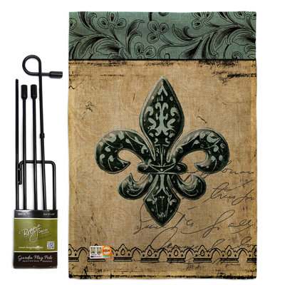Fleur de luce centres d’intérêt fleur lys impressions 2 côtés en toile jute 19 po x 13 po ensemble de drapeau