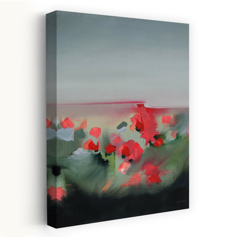 Coquelicots, abstrait, coquelicot contemporain, art floral, H 24 po x l 16 po