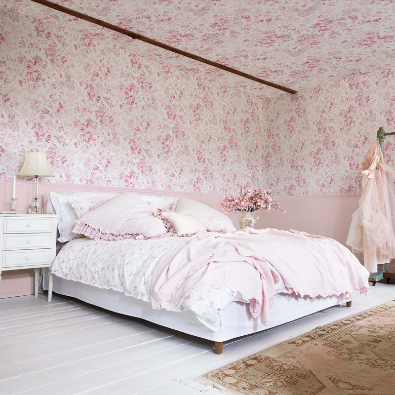 Rachel Ashwell Romantic Rose Pink Wallpaper, Pink