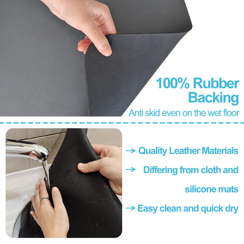 Gray Silicone 16" x 24" Non-Slip Dish Drying Mat