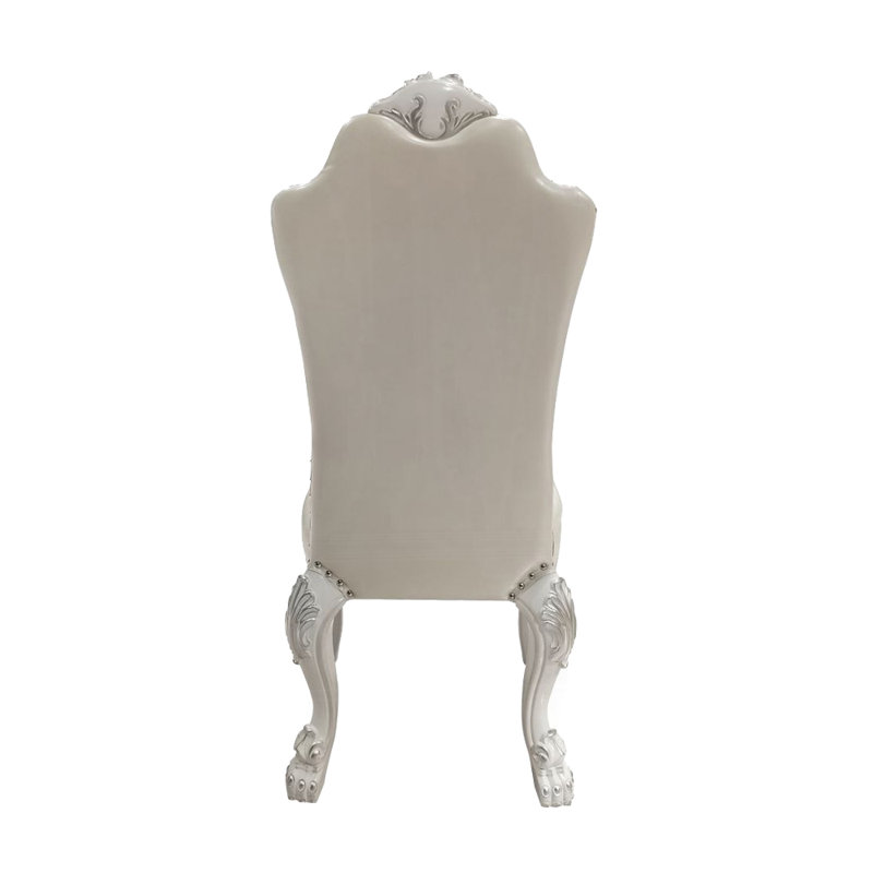 Ensemble de 2 chaises de salle à manger rembourrées avec pieds griffes classiques en blanc os