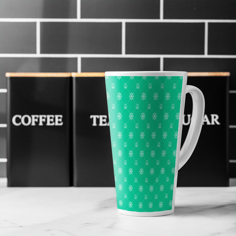 Nautical Elements On Latte Mug