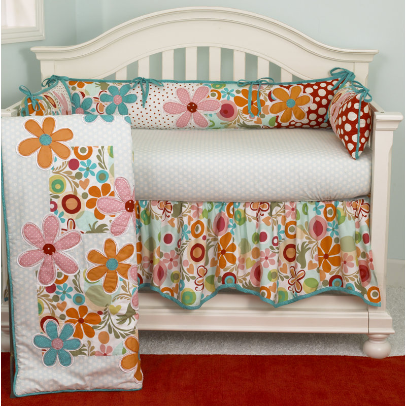 Volants de lit de bébé à motif floral 100% coton Swinney Birds