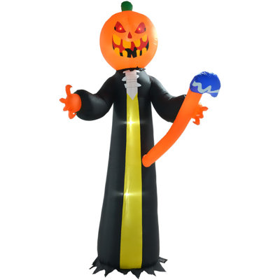Tête de citrouille d'Halloween gonflable 10 pi avec marteau, décoration extérieure d'Halloween à souffler, étanche