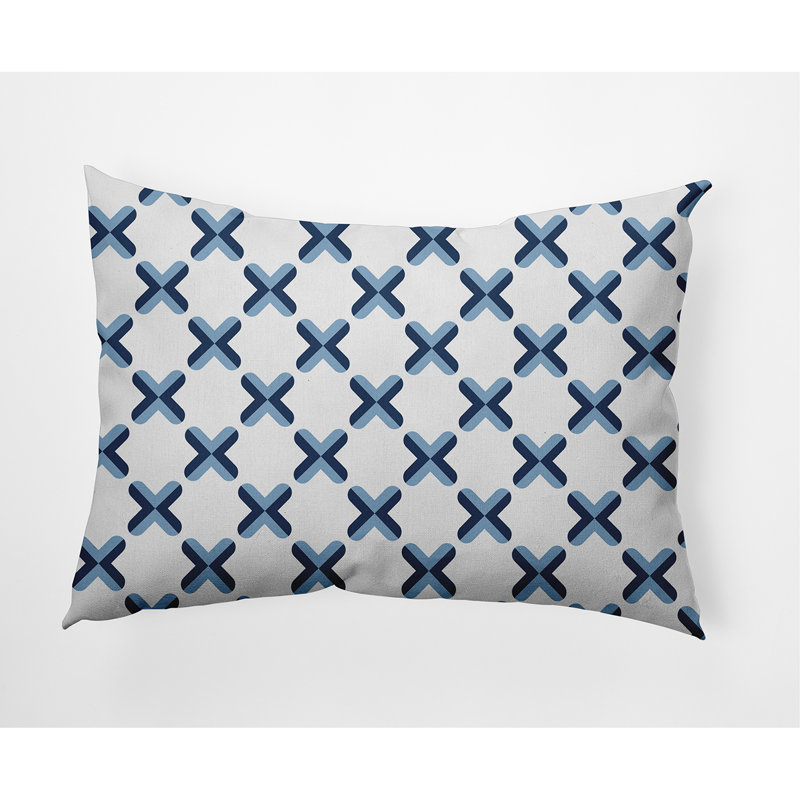 Criss Geometric Outdoor Reversible Throw Pillow, Blue