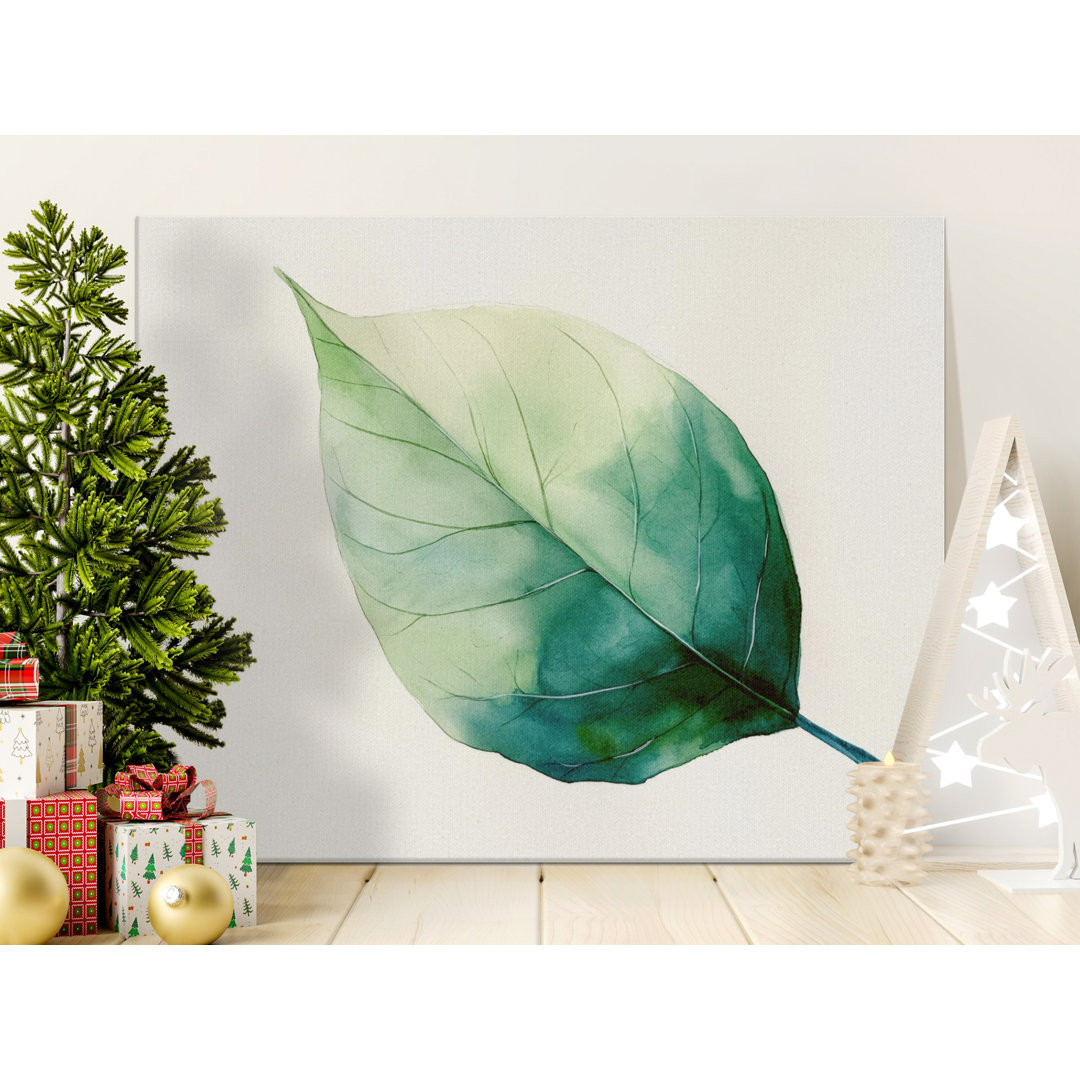 Watercolor Leaf Canvas Wall Art, Green Leaf Print, Gallery Wrapped Canvas, Modern Home Decor, Ready to Hang, Botanical Art
