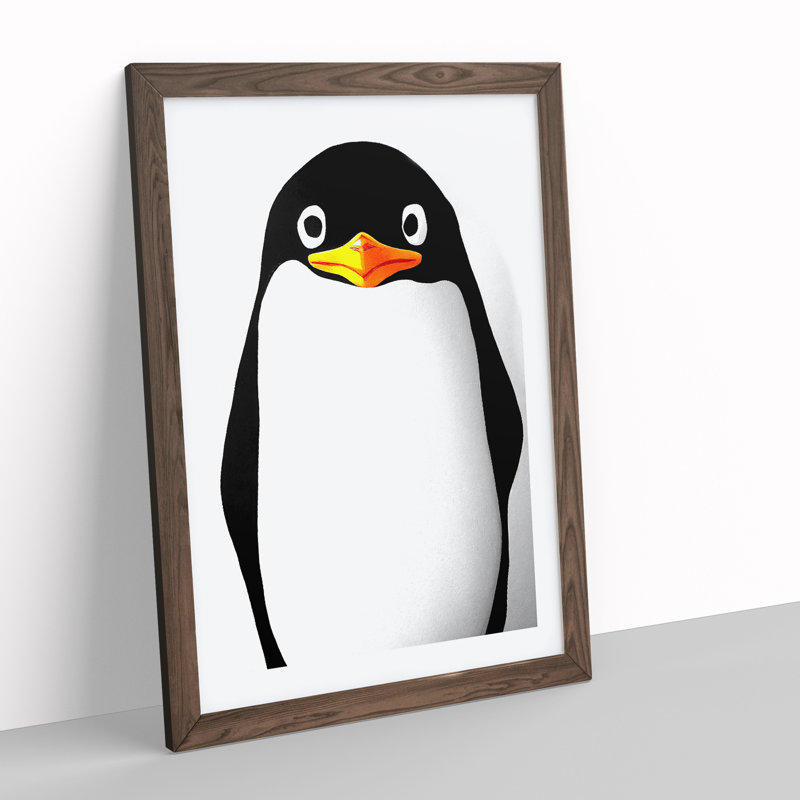 Spectacular Penguin - Single Picture Frame Painting, 64cm H x 46cm W x 2cm D, Walnut