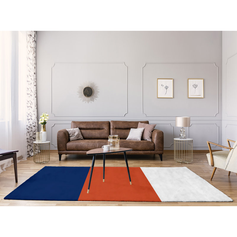Tapis à rayures orange national hockey, Rectangle 5 pi x 7 pi