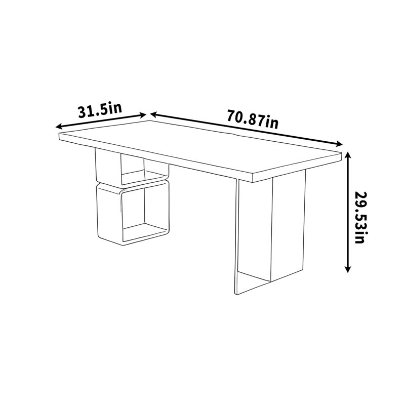 Bureau d'écriture, H 29,53 po x l 70,87 po x P 31,5 po