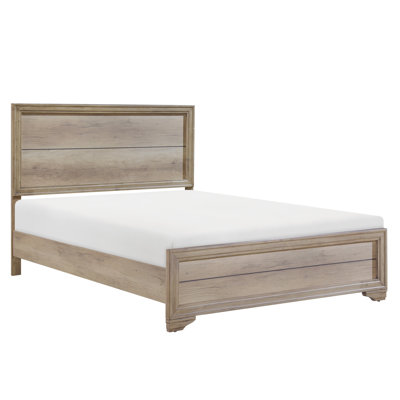 Lit simple en bois et planche de taille contemporaine au fini naturel