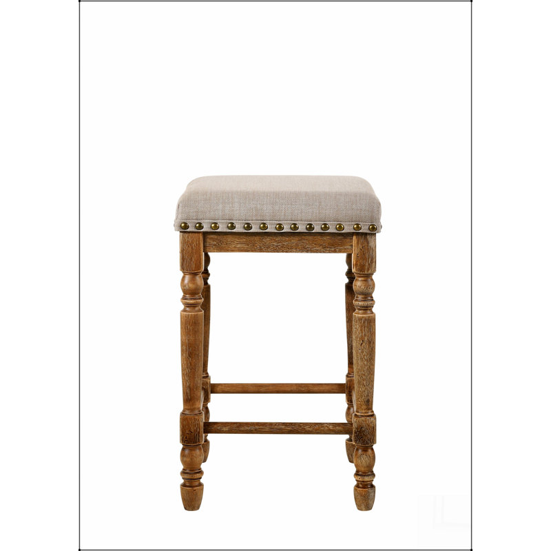 Tabouret à hauteur de comptoir en tissu et finition chêne vieilli Farsiris (ensemble de 2)