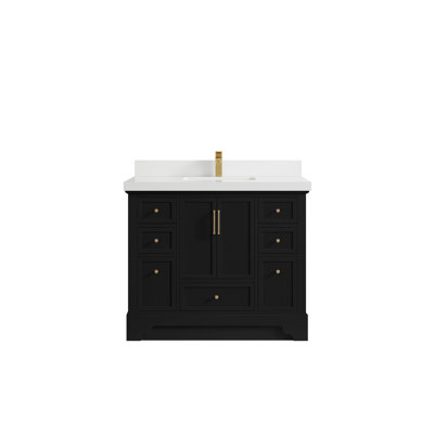 Alys 42'' Free Standing Single Bathroom Vanity with Quartz Top -  Willow Collections, ALS_BLK_WHQZ_42