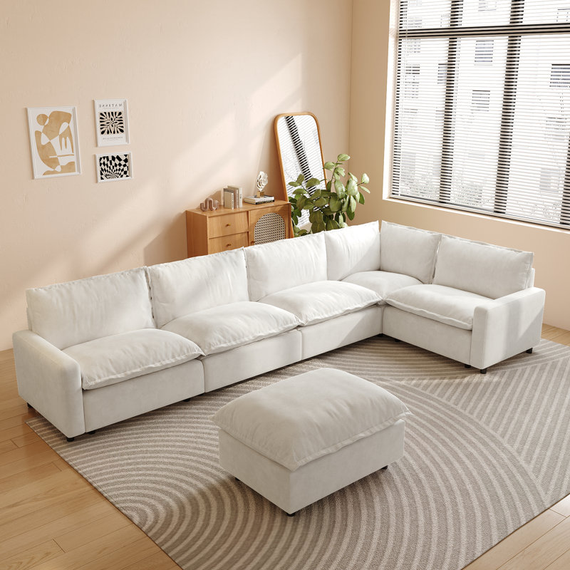6-Piece Sectional Sofa Set With 3-Proof Fabric, Power Recliner, Heated Seat & Ottoman, Beige