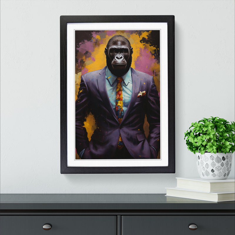 Gorilla in a Suit Painting No.4 - Framed Print, Black, 34cm H x 25cm W x 2cm D