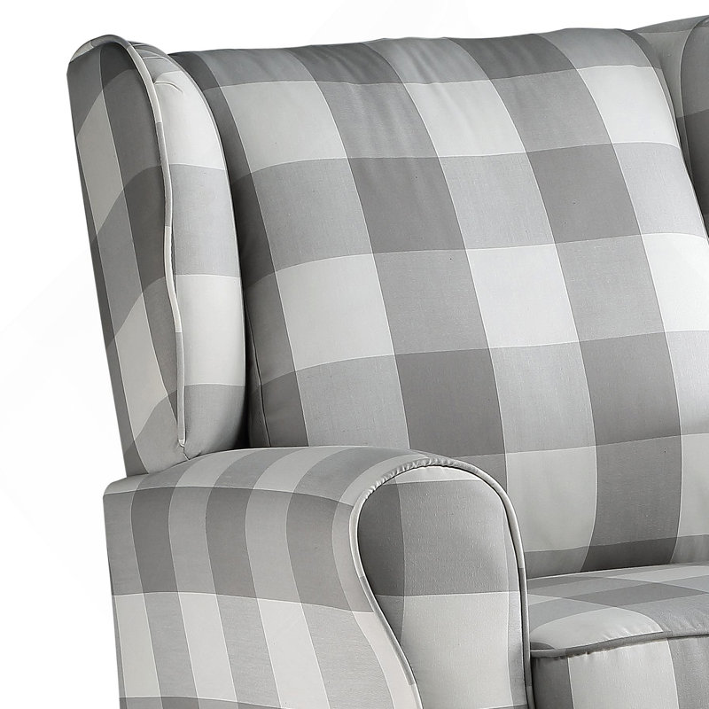 Patli Gray&White Fabric Glider Chair with Swivel