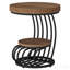 Table de bout ronde 19,68 po avec rangement à 2 niveaux - table d'appoint brun clair avec structure en métal arqué, table de chevet compacte ou table d'appoint pour le salon, la chambre à coucher et les petits espaces-128972893