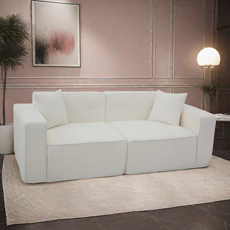 Canapé confortable en velours moelleux pour diverses pièces, élégant et polyvalent, Blanc