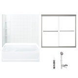 60" W x 72" H Frameless Rectangle Sliding Tub & Shower Kit with Towel Bar and Base Included