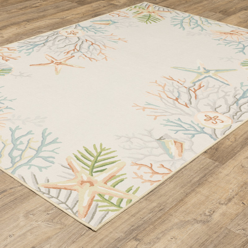 Desdemona Washable Floral Indoor / Outdoor Rug, Rectangle 3'6" x 5'6"